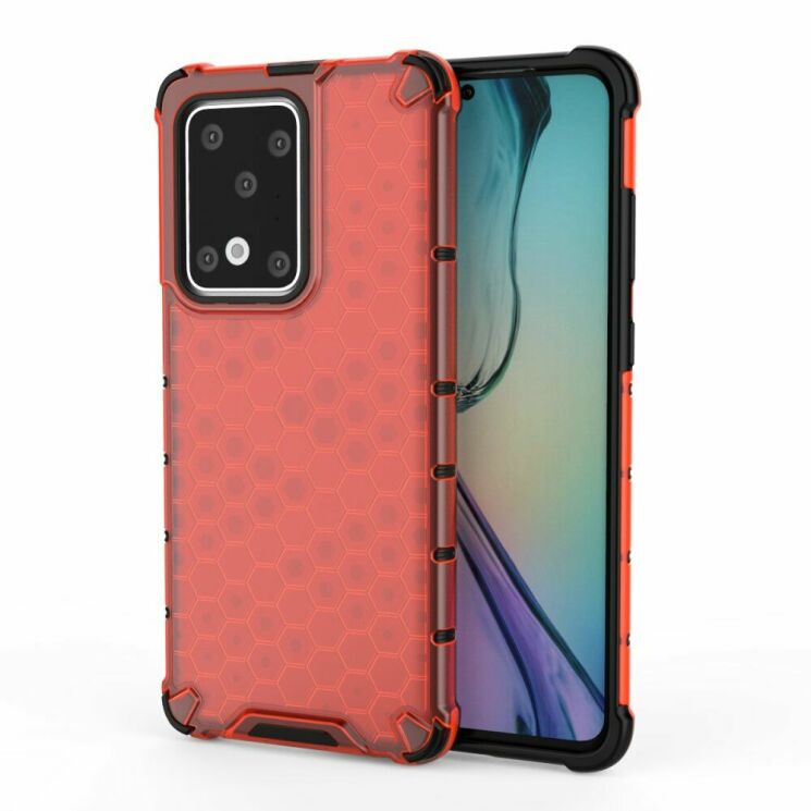 Защитный чехол Deexe Honeycomb Series для Samsung Galaxy S20 Ultra (G988) - Red: фото 1 из 4