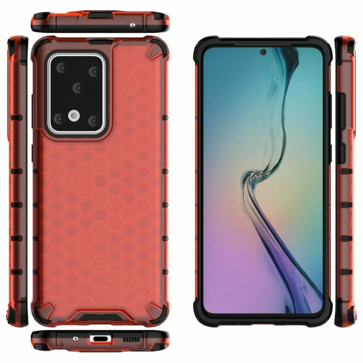 Защитный чехол Deexe Honeycomb Series для Samsung Galaxy S20 Ultra (G988) - Red: фото 2 из 4
