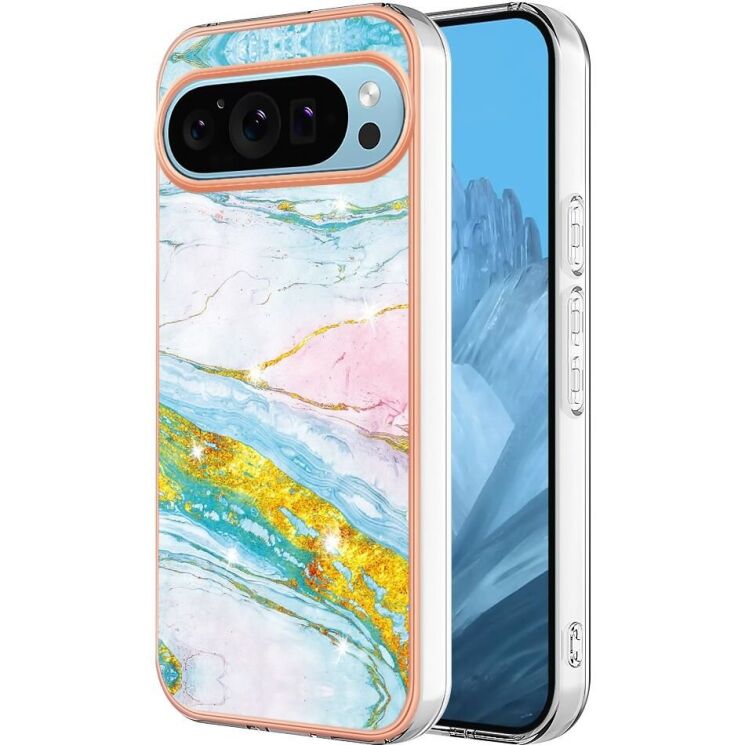 Защитный чехол Deexe Marble Style для Google Pixel 9 / 9 Pro - Light Green: фото 1 из 6
