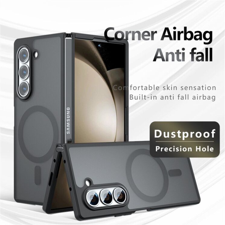 Защитный чехол Deexe Matte Skin with MagSafe (FF) для Samsung Galaxy Fold 6 - Transparent Black: фото 3 из 12