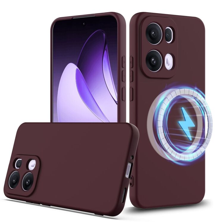 Защитный чехол Deexe Silicone Case with MagSafe для OPPO Reno 13 Pro 5G - Wine Red: фото 2 из 10