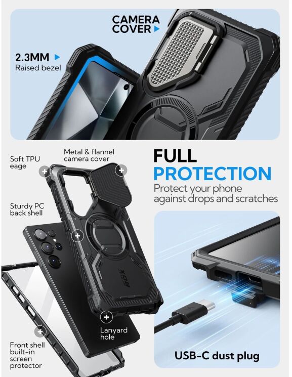Захисний чохол i-Blason Armorbox Mag by Supcase для Samsung Galaxy S25 Ultra (S938) 843439156524 - Black: фото 11 з 12