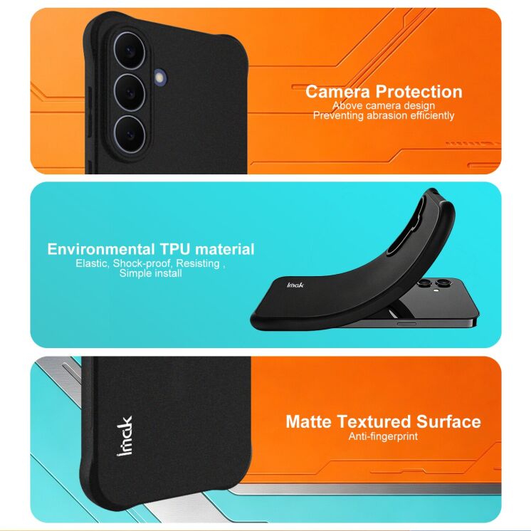 Защитный чехол IMAK Airbag Sand Case для Samsung Galaxy S26 FE - Matte Black: фото 7 из 8