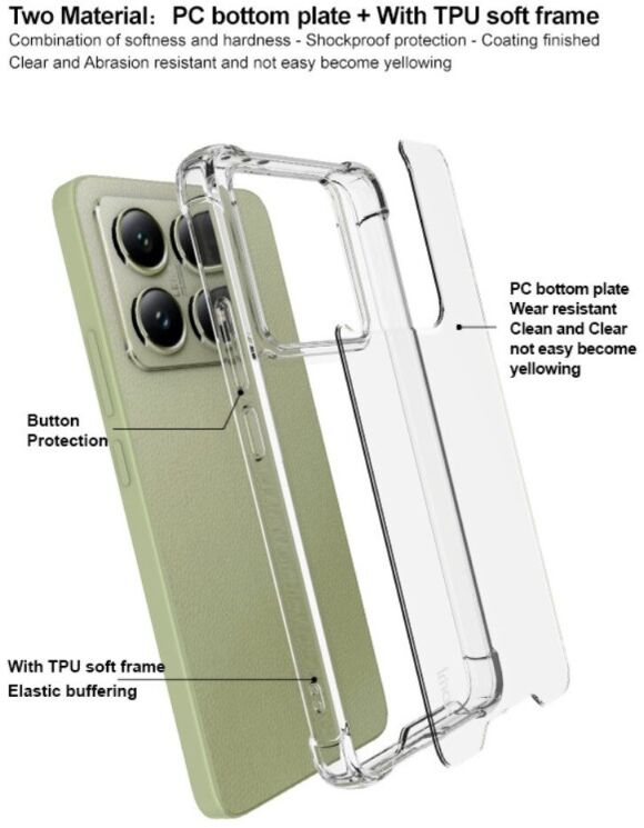 Защитный чехол IMAK Space Shield для Xiaomi 14T - Transparent: фото 5 из 6