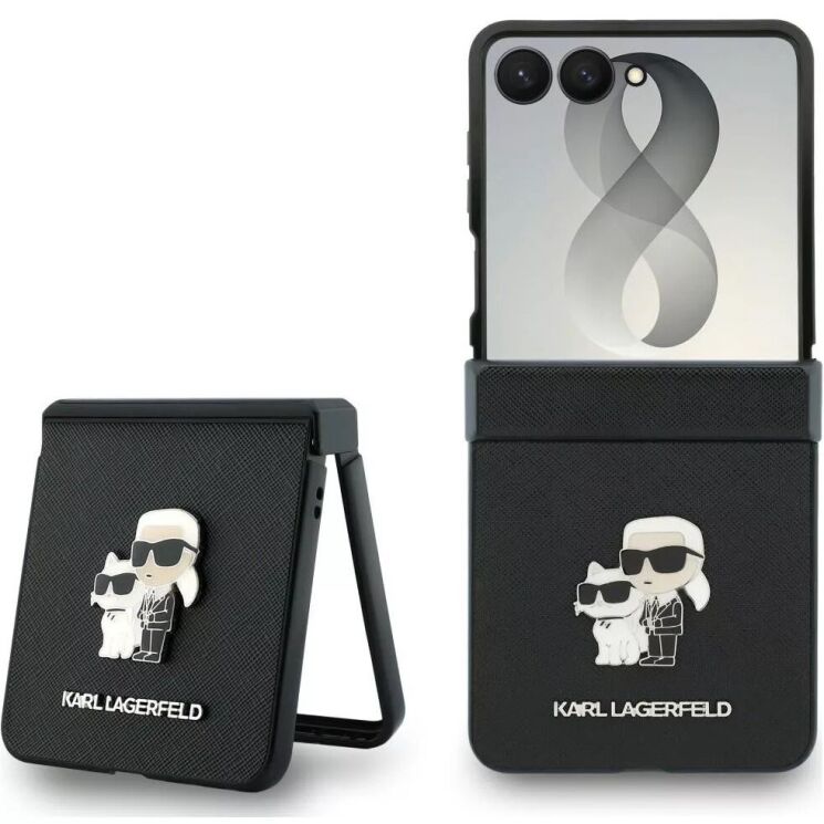 Защитный чехол Karl Lagerfeld Karl&Choupette Saffiano Pins для Samsung Galaxy Flip 8 (KLHCZF8SAPKCNPK) - Black (423574B) Защитный чехол Karl Lagerfeld Karl&Choupette Saffiano Pins для Samsung Galaxy Flip 8 (KLHCZF8SAPKCNPK) - Black: фото 1 из 7
