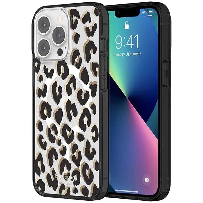 Защитный чехол Kate Spade NY Protective Hardshell Magsafe для Apple iPhone 13 Pro (KSIPH-214-CTLB) - Leopard: фото 1 из 6