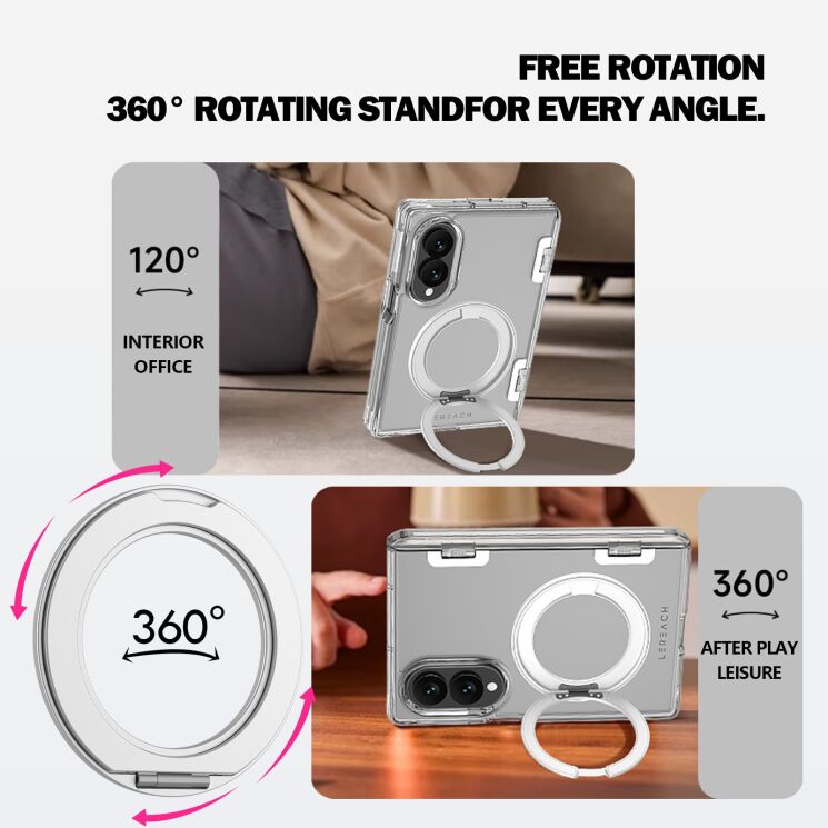 Защитный чехол LEREACH TOC Crystal Ring для Samsung Galaxy Fold 8 - Transparent: фото 8 из 14