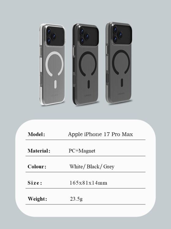 Защитный чехол LEREACH TOC Magnetic для iPhone 17 Pro Max - Black: фото 14 из 14