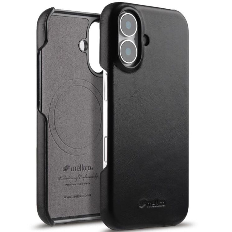 Захисний чохол MELKCO Leather Back Cover (with MagSafe Support) для Apple iPhone 16 Plus - Black: фото 1 з 5