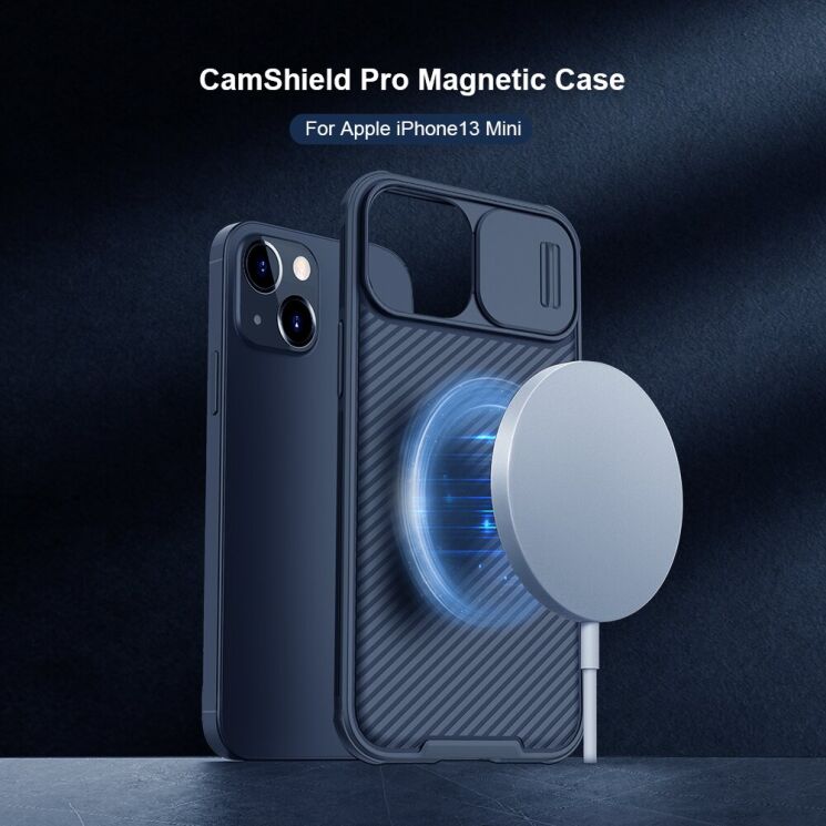 Защитный чехол NILLKIN CamShield Pro Magnetic для Apple iPhone 13 mini - Black: фото 6 из 20