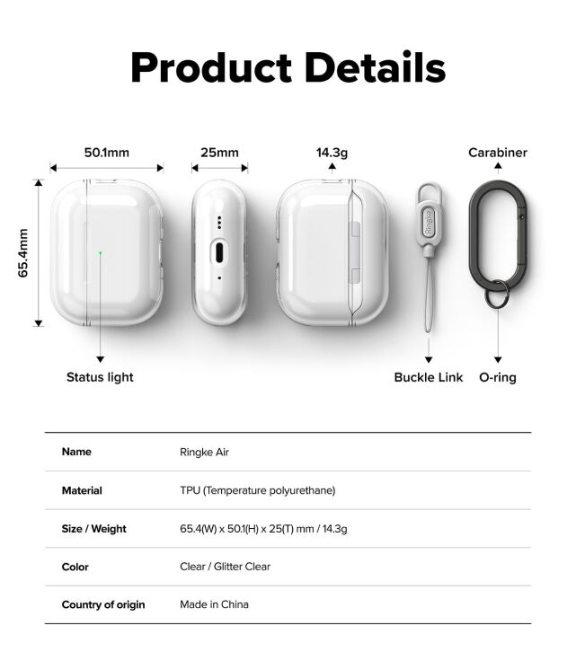 Защитный чехол Ringke Air (FH) для AirPods Pro 3 (8800293859345) - Clear: фото 11 из 11