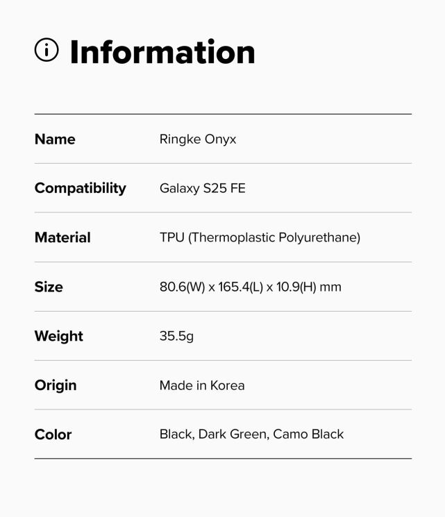 Защитный чехол Ringke Onyx для Samsung Galaxy S25 FE (S731) 8800293859574 - Black: фото 11 из 11