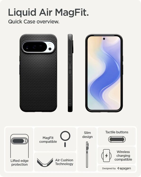 Захисний чохол Spigen (SGP) Liquid Air (MagFit) для Google Pixel 10 Pro XL (ACS09718) - Matte Black: фото 12 з 16
