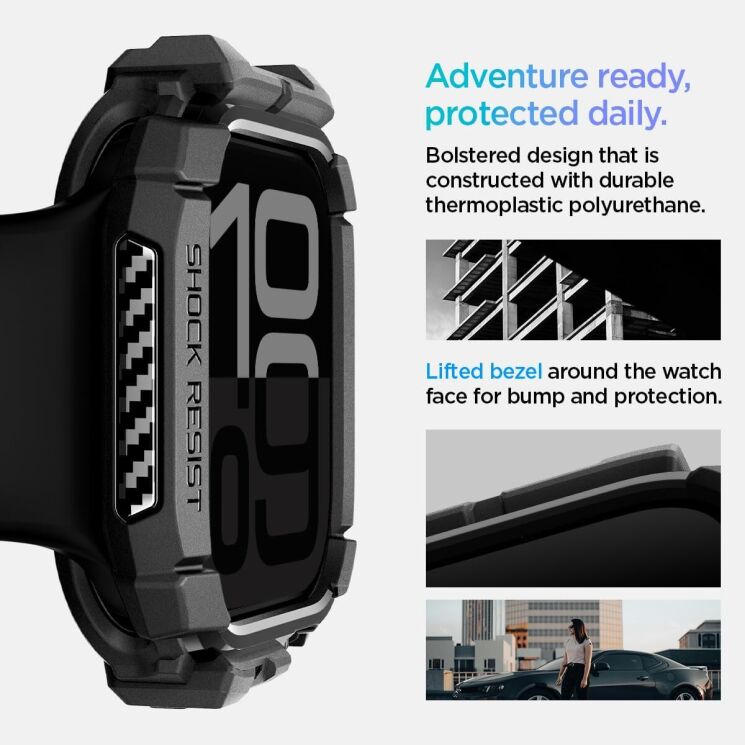 Защитный чехол Spigen (SGP) Rugged Armor (FW) для Apple Watch 10 42 mm - Black: фото 11 из 15
