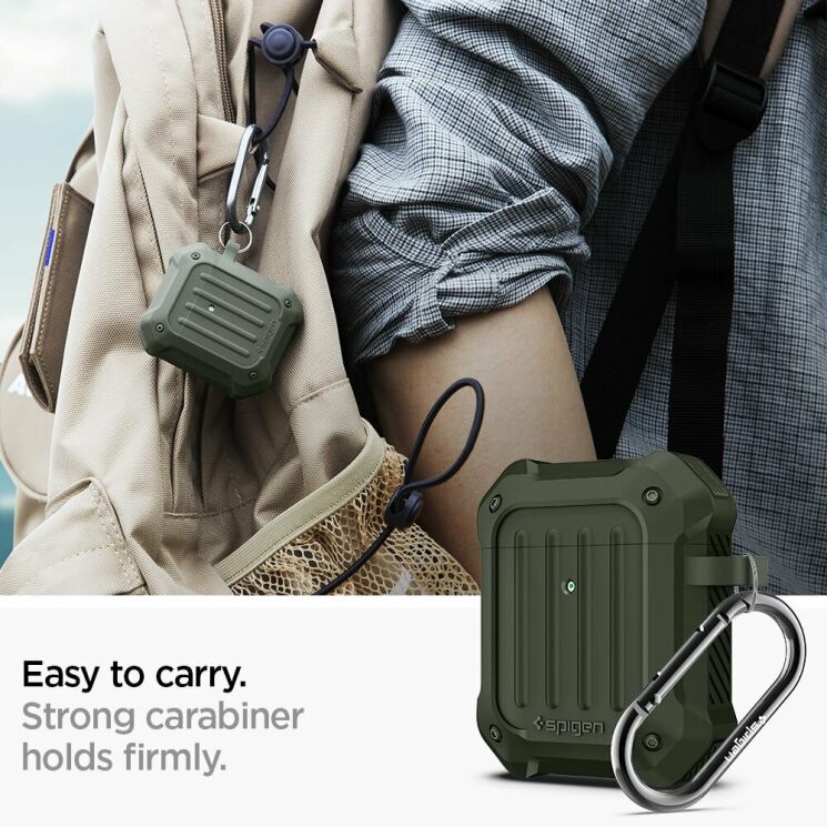 Защитный чехол Spigen (SGP) Tough Armor для Apple AirPods 1 / 2 - Military Green: фото 11 из 14