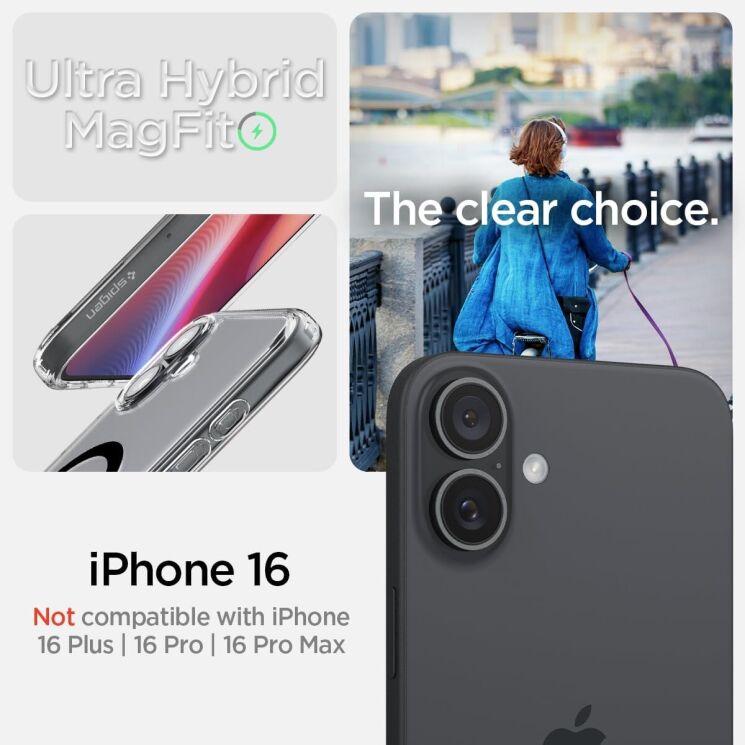 Защитный чехол Spigen (SGP) Ultra Hybrid (MagFit) для Apple iPhone 16 (ACS08210) - Digital Camo: фото 7 из 13