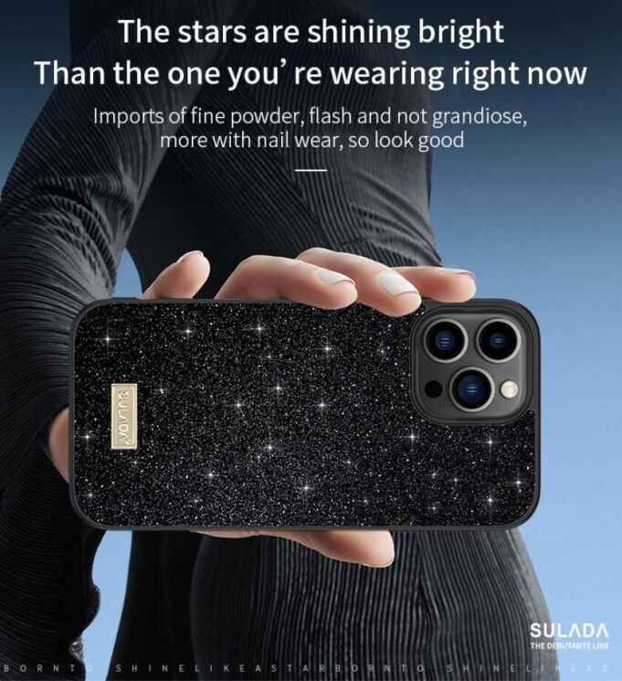 Защитный чехол SULADA Dazzling Glittery для Apple iPhone 15 - Gold: фото 3 из 4