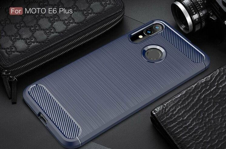 Защитный чехол UniCase Carbon для Motorola E6 Plus (XT2025) - Navy Blue: фото 2 из 11