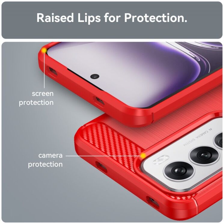 Захисний чохол UniCase Carbon для OPPO Reno 12 - Red: фото 6 з 8