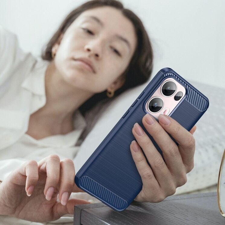 Захисний чохол UniCase Carbon для OPPO Reno 13 Pro 5G - Blue: фото 7 з 8