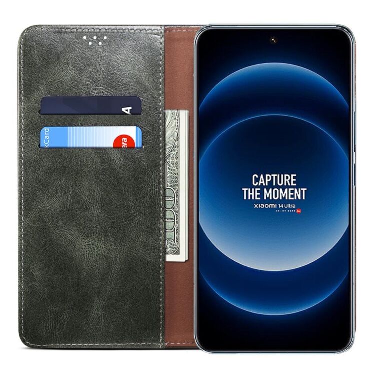 Защитный чехол UniCase Leather Wallet для Xiaomi 14 Ultra - Green: фото 2 из 6