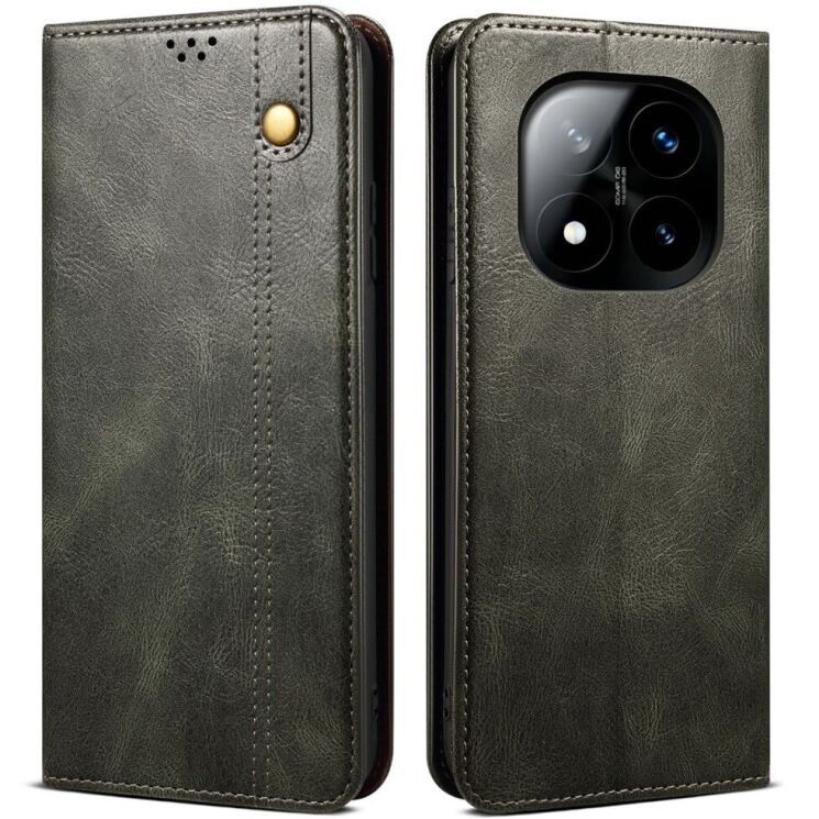Защитный чехол UniCase Leather Wallet для Xiaomi Redmi Note 14 Pro Plus - Green: фото 1 из 7
