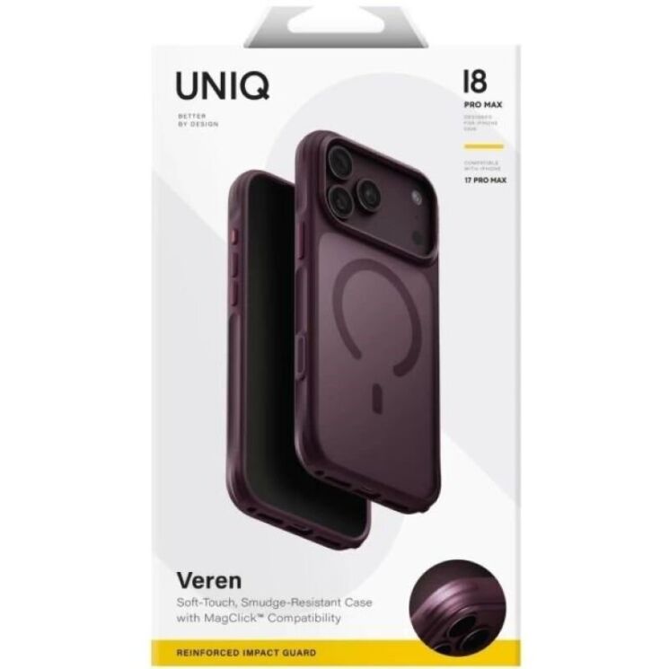 Защитный чехол UNIQ Veren MagClick для iPhone 18 Pro Max / 17 Pro Max (UNIQ-IP6.9P(2026)-VERNAFMBFST) - Burgundy (440339DR) Защитный чехол UNIQ Veren MagClick для iPhone 18 Pro Max / 17 Pro Max (UNIQ-IP6.9P(2026)-VERNAFMBFST) - Burgundy: фото 6 из 11