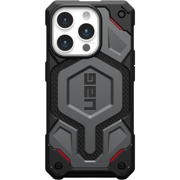 Ударопрочный чехол URBAN ARMOR GEAR Monarch Pro Kevlar MagSafe для iPhone 15 Pro (114221113933) - Kevlar Silver: фото 1 из 5