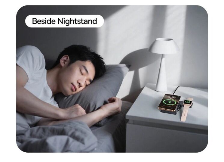 Бездротовий зарядний пристрій Baseus PicoGo AF21 3 in 1 Qi2 35W (E02054) - Cosmic Black: фото 7 з 19