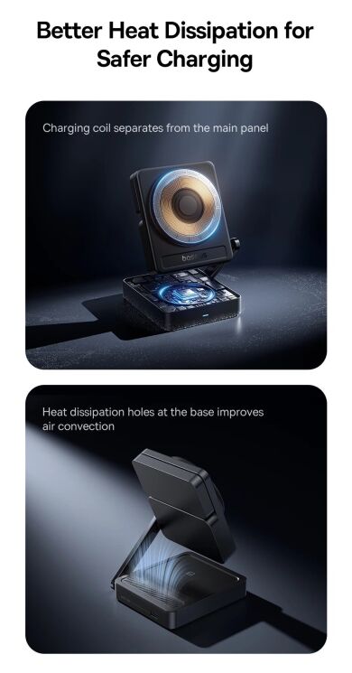 Бездротовий зарядний пристрій Baseus PicoGo AF21 3 in 1 Qi2 35W (E02054) - Cosmic Black: фото 14 з 19