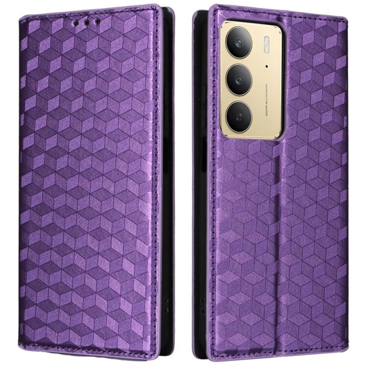 Чехол Deexe Rhombus Book для Realme C75 - Purple: фото 1 из 10
