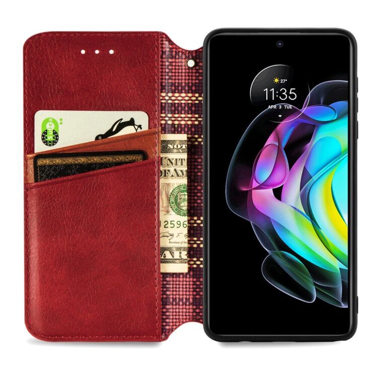 Чехол Deexe Rhombus Wallet для Motorola Edge 20 - Red: фото 5 из 10