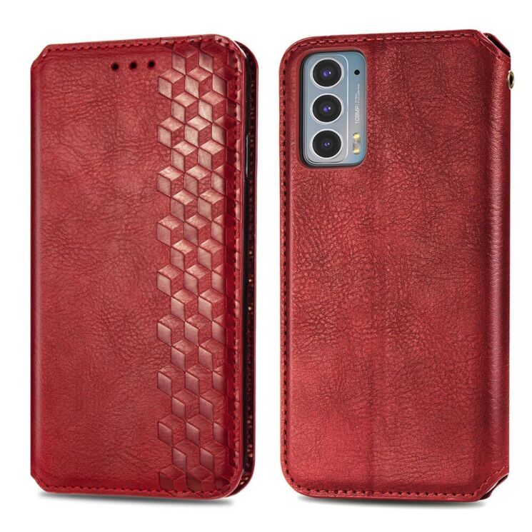 Чехол Deexe Rhombus Wallet для Motorola Edge 20 - Red: фото 2 из 10