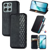 Чехол Deexe Rhombus Wallet для Motorola Moto G56 - Black: фото 1 из 15