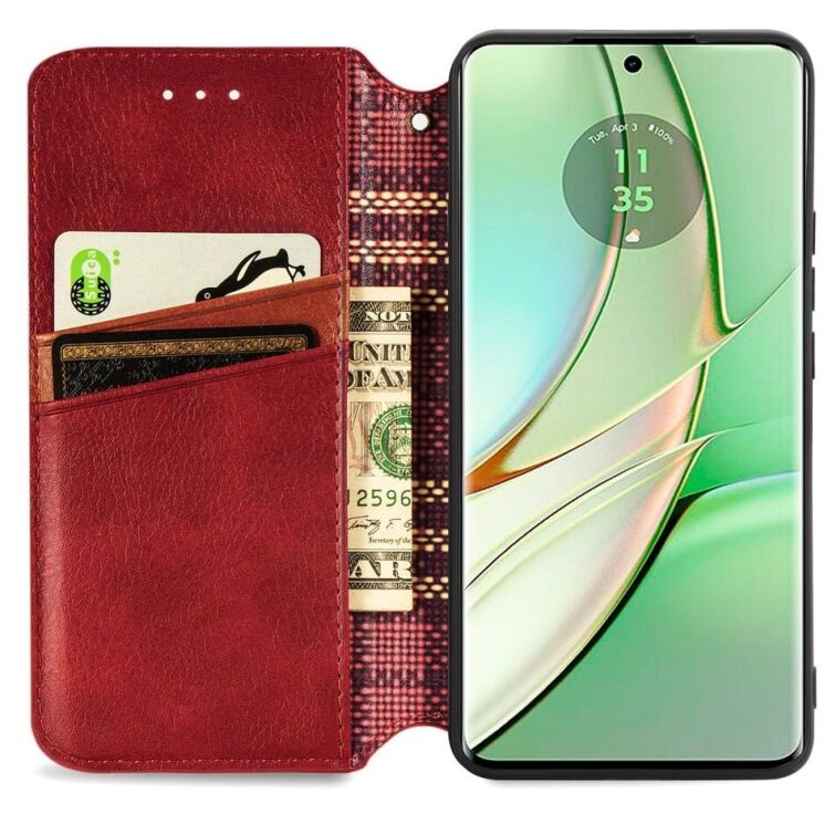 Чехол Deexe Rhombus Wallet для Motorola Moto G75 - Red: фото 2 из 6