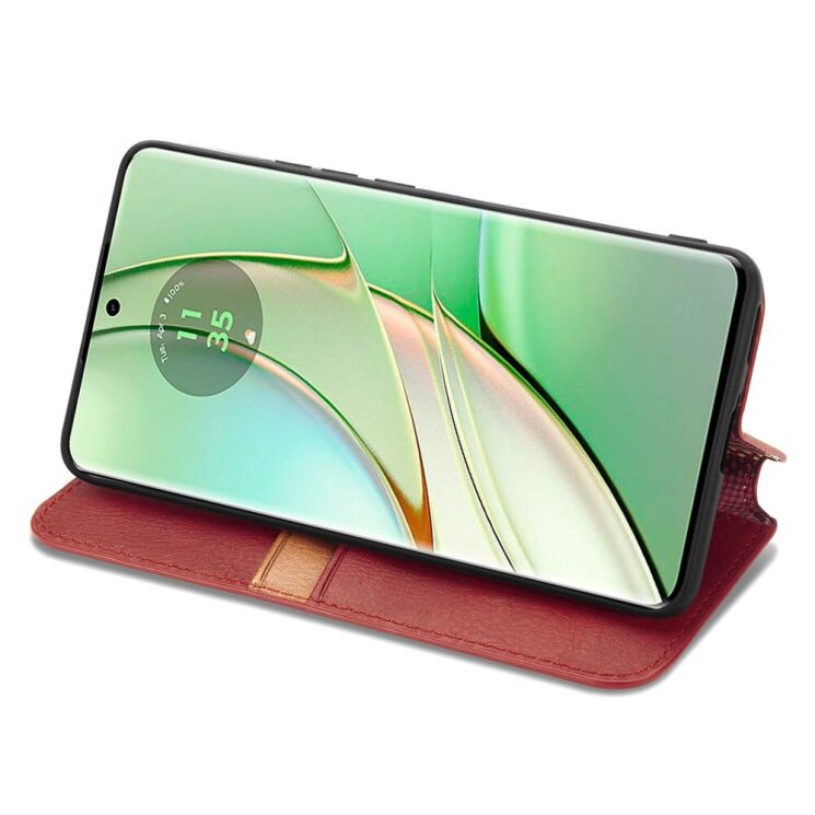 Чехол Deexe Rhombus Wallet для Motorola Moto G75 - Red: фото 3 из 6