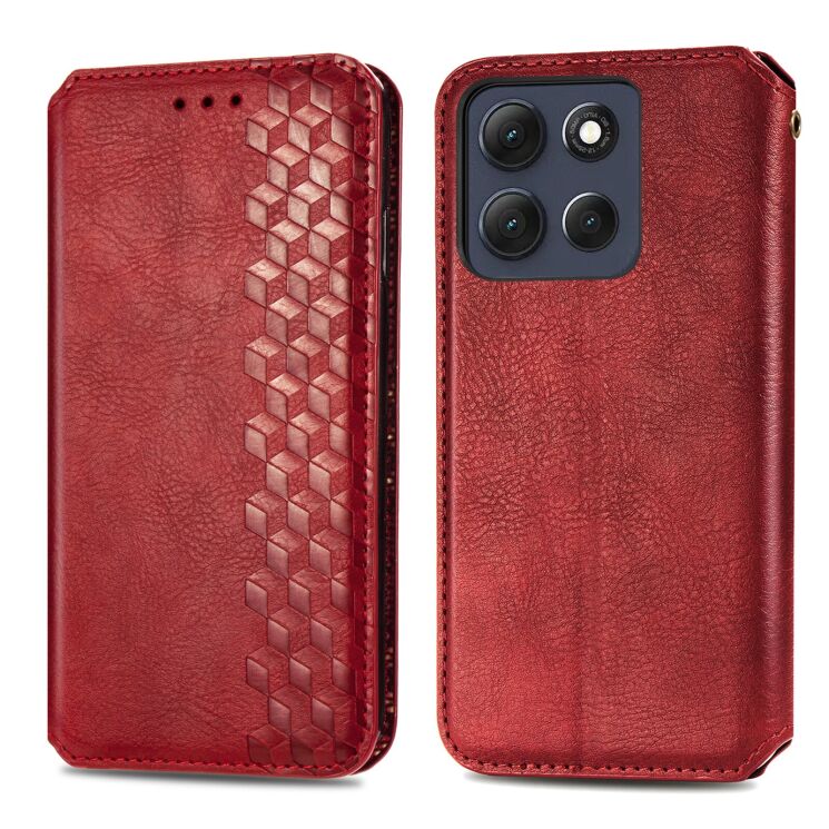 Чохол Deexe Rhombus Wallet для Motorola Moto G86 - Red: фото 2 з 8