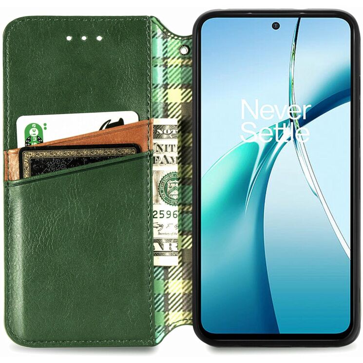 Чехол Deexe Rhombus Wallet для OPPO Reno 15 F/FS - Green: фото 2 из 10
