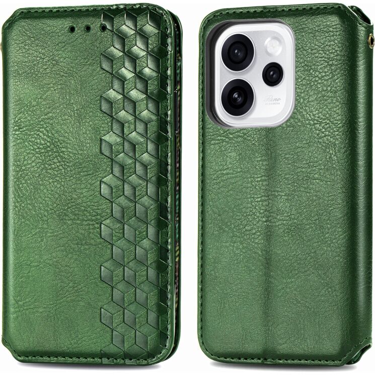 Чехол Deexe Rhombus Wallet для OPPO Reno 15 F/FS - Green: фото 1 из 10