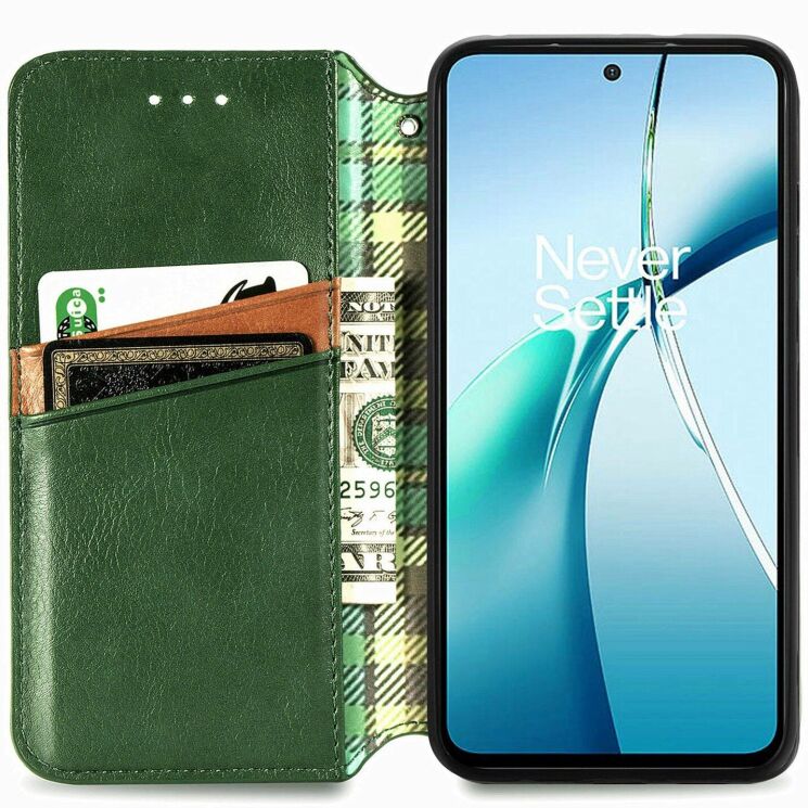 Чехол Deexe Rhombus Wallet для Samsung Galaxy S26 Plus - Green: фото 2 из 6