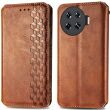 Чехол Deexe Rhombus Wallet для TECNO Spark 20 Pro+ - Brown (351217Z)