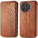 Чехол Deexe Rhombus Wallet для TECNO Spark 20 Pro+ - Brown (351217Z). Фото 1 из 6