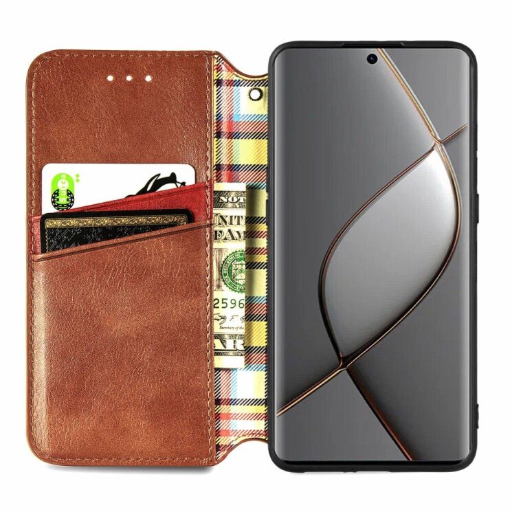 Чехол Deexe Rhombus Wallet для TECNO Spark 20 Pro+ - Brown: фото 2 из 6