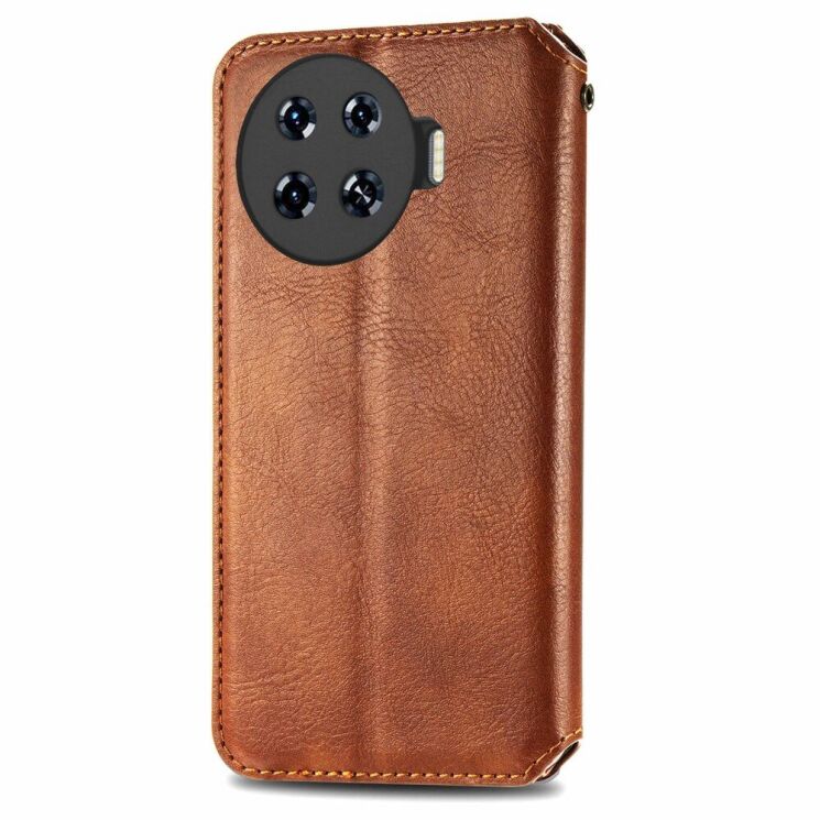 Чехол Deexe Rhombus Wallet для TECNO Spark 20 Pro+ - Brown: фото 5 из 6