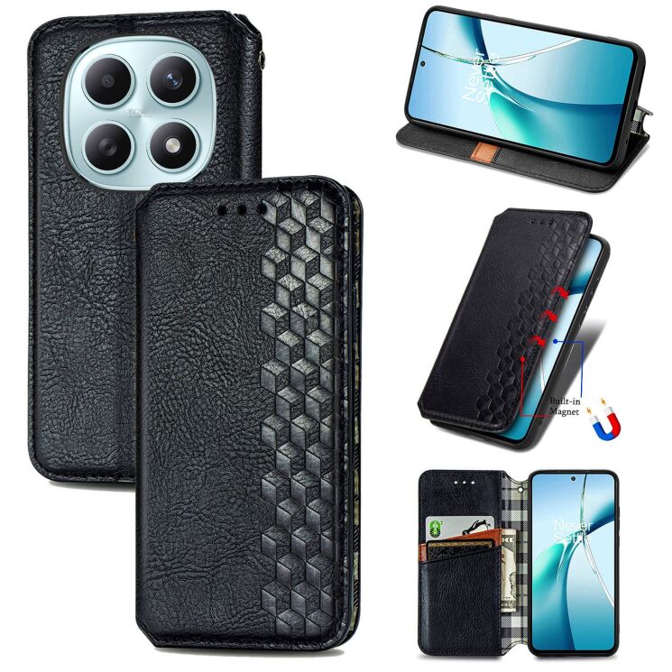 Чехол Deexe Rhombus Wallet для Xiaomi Redmi Note 15 (4G/5G) / Poco M8 5G - Black: фото 6 из 10