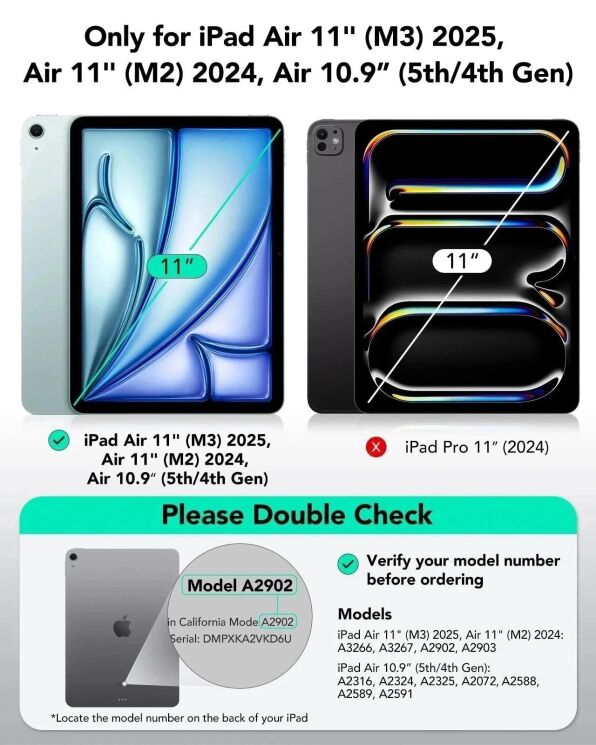 Чехол ESR Rebound Hybrid Case 360 для Apple iPad Air 4 / 5 10.9 (2020/2022) / Air 11 M3/M2 (2025/2024) 4894240194607 - Sky Blue: фото 3 из 10