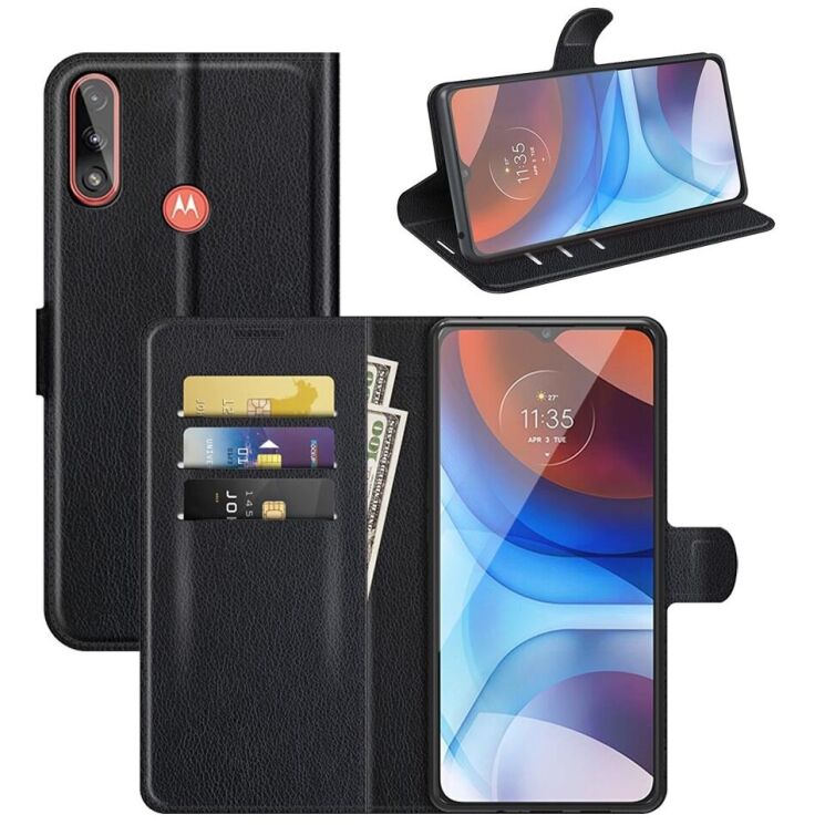 Чехол-книжка Deexe Book Type для Motorola Moto E7 Power / Moto E7i / Moto E7i Power - Black: фото 1 из 7