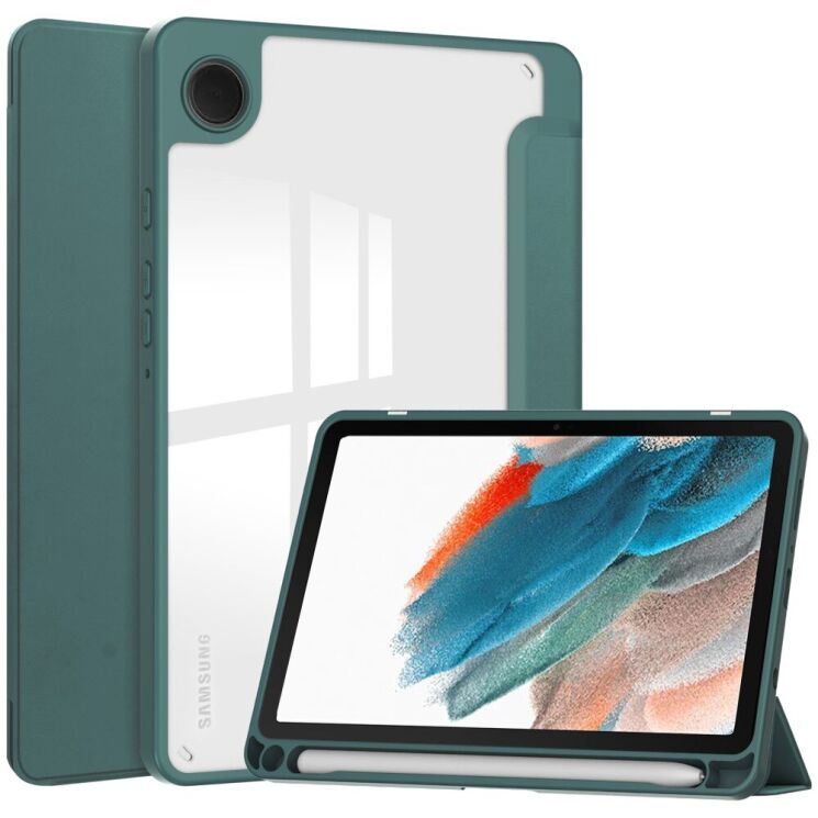 Чехол-книжка Deexe Crystal Back для Samsung Galaxy Tab A9 (X110/115) - Green: фото 1 из 8
