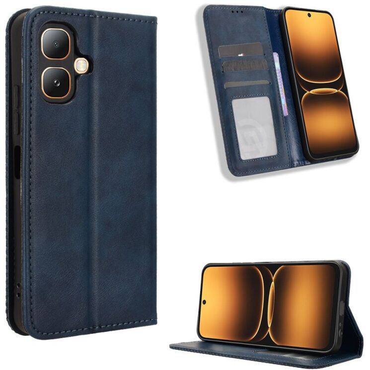 Чехол-книжка Deexe Retro Style для Infinix Smart 20 - Blue (411200L) Чехол-книжка Deexe Retro Style для Infinix Smart 20 - Blue: фото 2 из 20