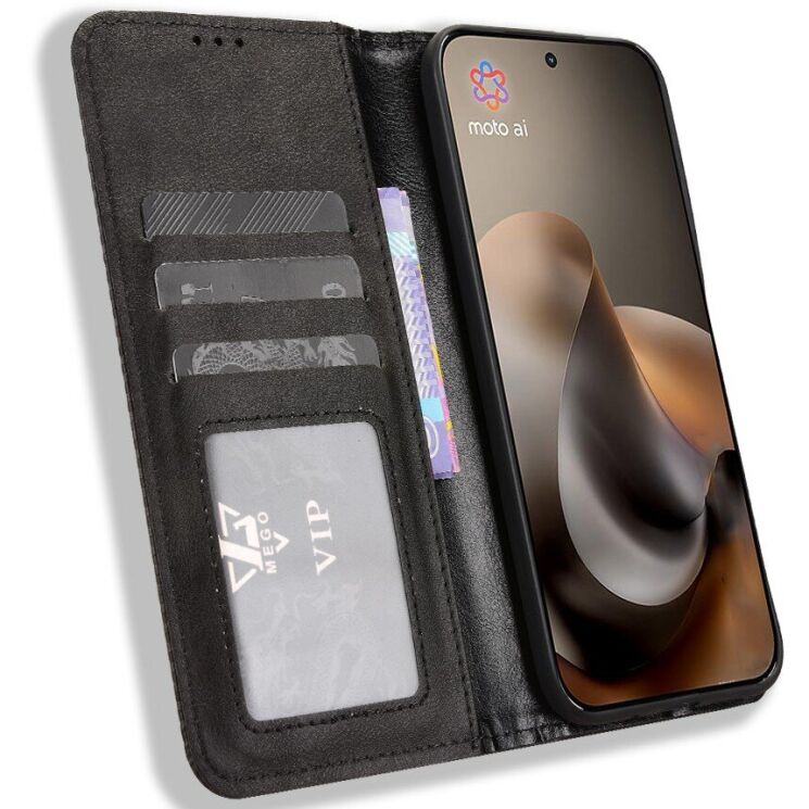 Чехол-книжка Deexe Retro Style для Motorola Moto G77 - Black: фото 5 из 19